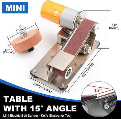SI FANG Electric Mini Belt-Sander Knife Sharpener, 7 Speeds Portable Bench Grinder Sanding Machine, DIY Tool for Knife Sharpening, Metal Wood Working, Crafts