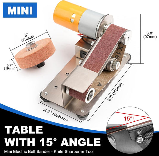 SI FANG Electric Mini Belt-Sander Knife Sharpener, 7 Speeds Portable Bench Grinder Sanding Machine, DIY Tool for Knife Sharpening, Metal Wood Working, Crafts