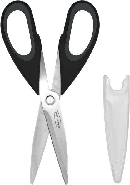 Kitchen Scissors All Purpose Heavy Duty, Stainless Steel Kitchen Shears with Protective Sheath, Dishwasher Safe Kitchen Scissors for Food, Meat, Poultry & Herbs, Comfort Grip, Black
