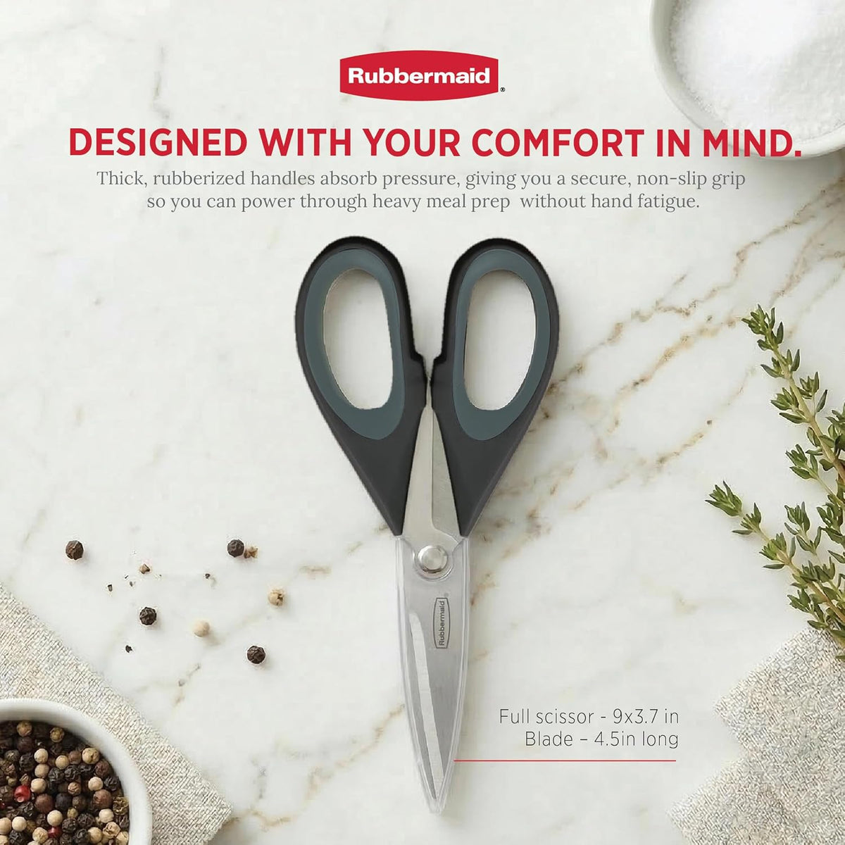 Kitchen Scissors All Purpose Heavy Duty, Stainless Steel Kitchen Shears with Protective Sheath, Dishwasher Safe Kitchen Scissors for Food, Meat, Poultry & Herbs, Comfort Grip, Black
