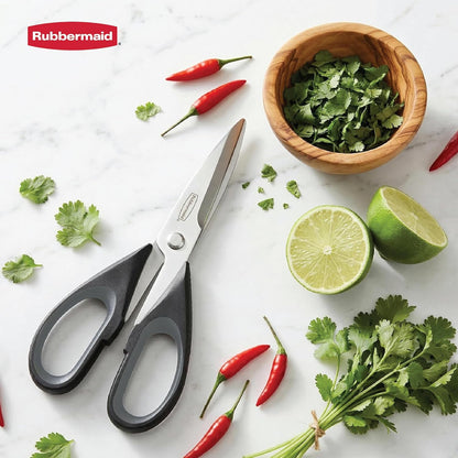 Kitchen Scissors All Purpose Heavy Duty, Stainless Steel Kitchen Shears with Protective Sheath, Dishwasher Safe Kitchen Scissors for Food, Meat, Poultry & Herbs, Comfort Grip, Black