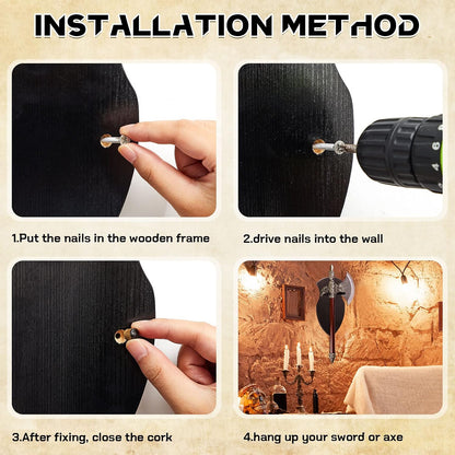 Wooden Sword Wall Mount Plaque Hanger for Katana Sword Display Stand Decorative Wall Decor for Display Plaque with Hardware(Black,Stylish)