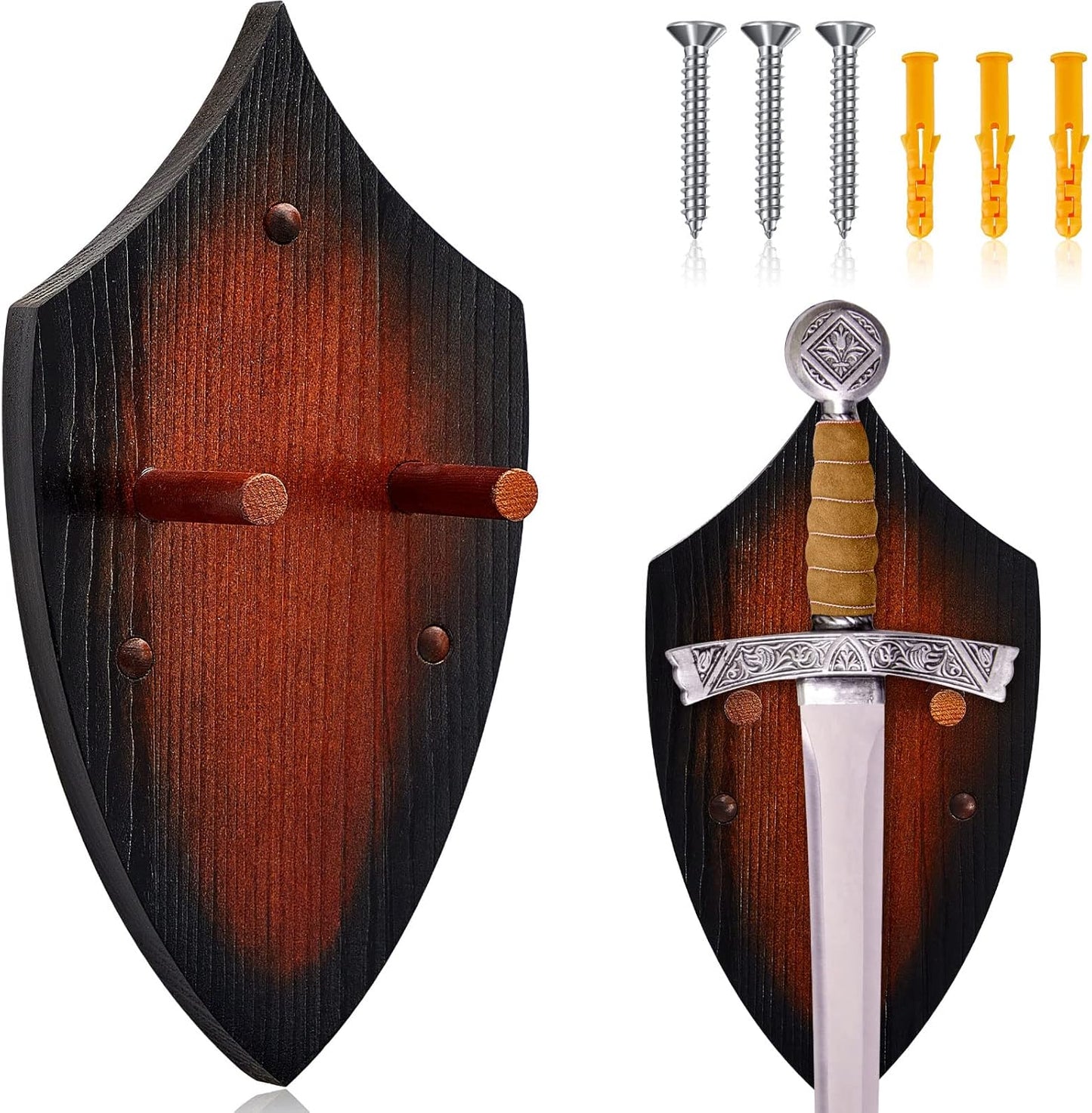 Wooden Sword Wall Mount Plaque Hanger for Katana Sword Display Stand Decorative Wall Decor for Display Plaque with Hardware(Black,Stylish)