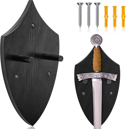 Wooden Sword Wall Mount Plaque Hanger for Katana Sword Display Stand Decorative Wall Decor for Display Plaque with Hardware(Black,Stylish)
