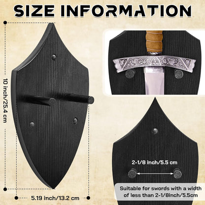 Wooden Sword Wall Mount Plaque Hanger for Katana Sword Display Stand Decorative Wall Decor for Display Plaque with Hardware(Black,Stylish)