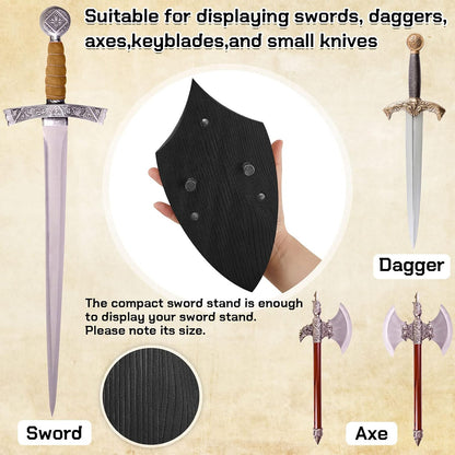 Wooden Sword Wall Mount Plaque Hanger for Katana Sword Display Stand Decorative Wall Decor for Display Plaque with Hardware(Black,Stylish)