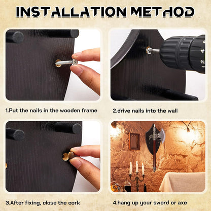 Wooden Sword Wall Mount Plaque Hanger for Katana Sword Display Stand Decorative Wall Decor for Display Plaque with Hardware(Black,Stylish)