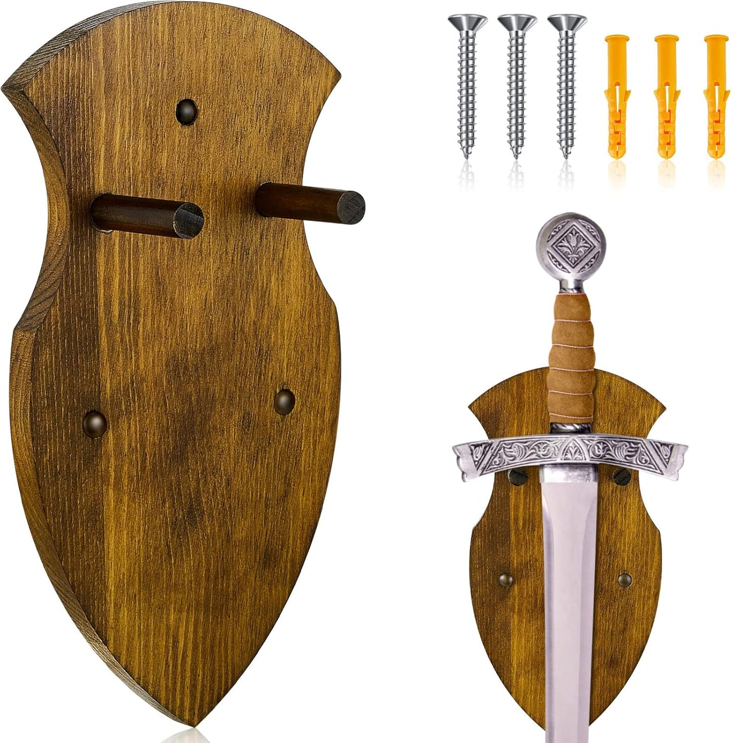 Wooden Sword Wall Mount Plaque Hanger for Katana Sword Display Stand Decorative Wall Decor for Display Plaque with Hardware(Black,Stylish)