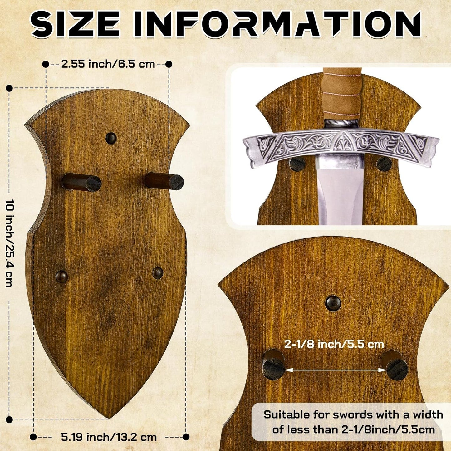 Wooden Sword Wall Mount Plaque Hanger for Katana Sword Display Stand Decorative Wall Decor for Display Plaque with Hardware(Black,Stylish)