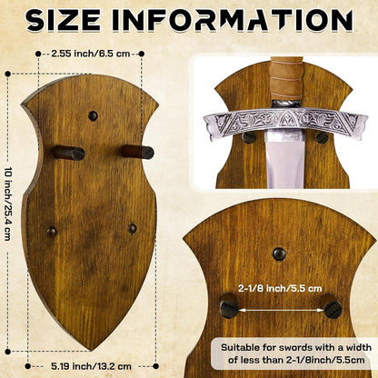 Wooden Sword Wall Mount Plaque Hanger for Katana Sword Display Stand Decorative Wall Decor for Display Plaque with Hardware(Black,Stylish)