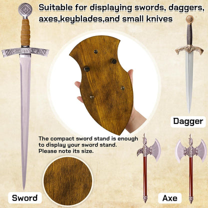 Wooden Sword Wall Mount Plaque Hanger for Katana Sword Display Stand Decorative Wall Decor for Display Plaque with Hardware(Black,Stylish)