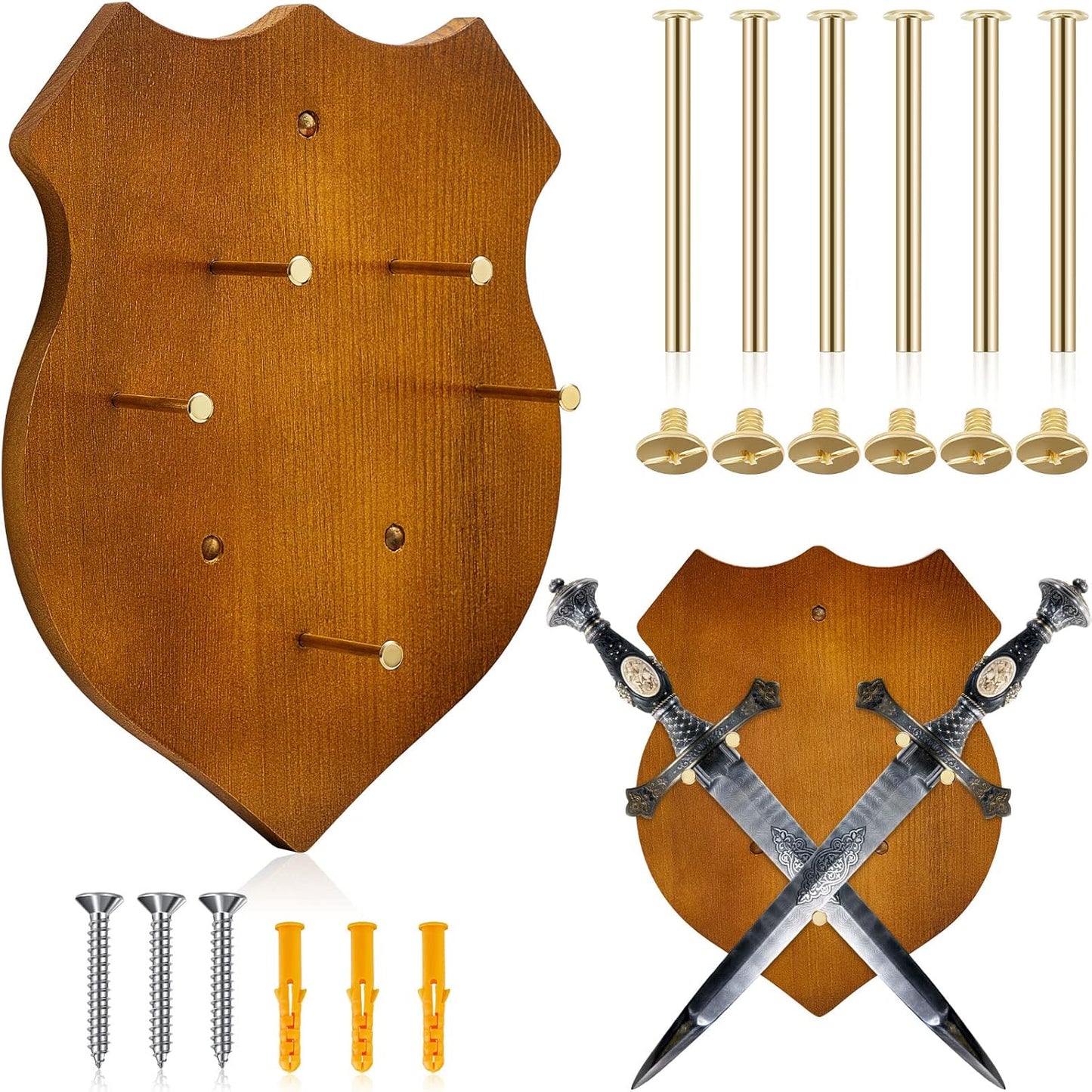 Wooden Sword Wall Mount Plaque Hanger for Katana Sword Display Stand Decorative Wall Decor for Display Plaque with Hardware(Black,Stylish)
