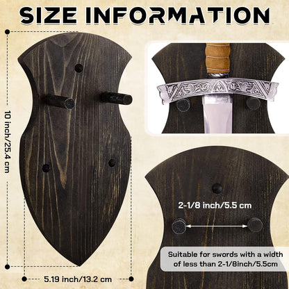 Wooden Sword Wall Mount Plaque Hanger for Katana Sword Display Stand Decorative Wall Decor for Display Plaque with Hardware(Black,Stylish)