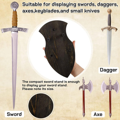 Wooden Sword Wall Mount Plaque Hanger for Katana Sword Display Stand Decorative Wall Decor for Display Plaque with Hardware(Black,Stylish)