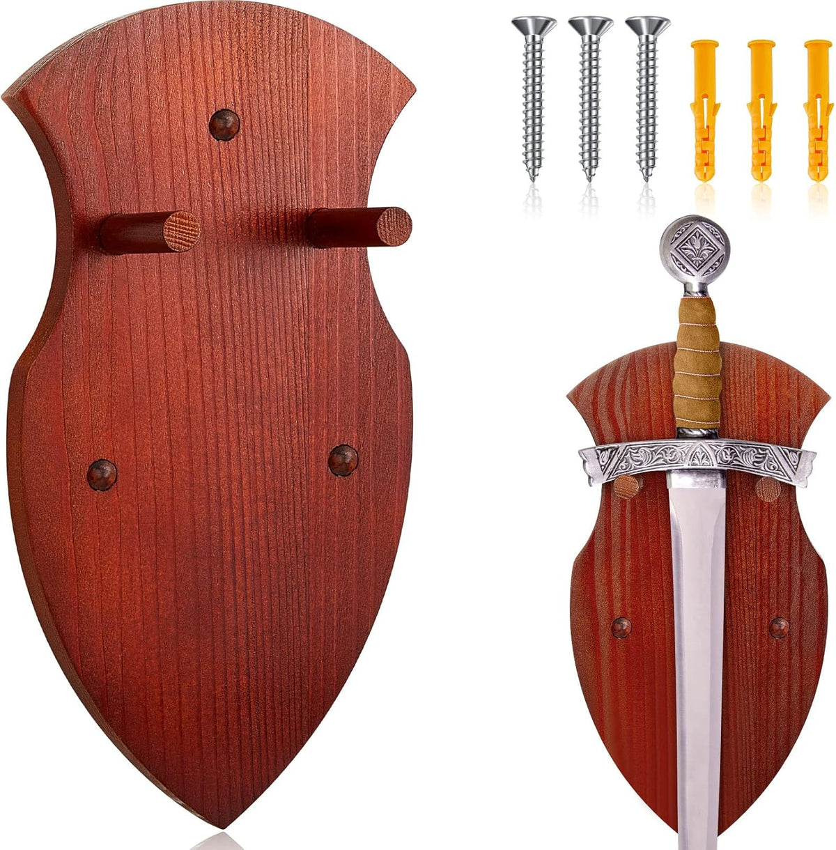 Wooden Sword Wall Mount Plaque Hanger for Katana Sword Display Stand Decorative Wall Decor for Display Plaque with Hardware(Black,Stylish)