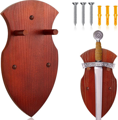 Wooden Sword Wall Mount Plaque Hanger for Katana Sword Display Stand Decorative Wall Decor for Display Plaque with Hardware(Black,Stylish)