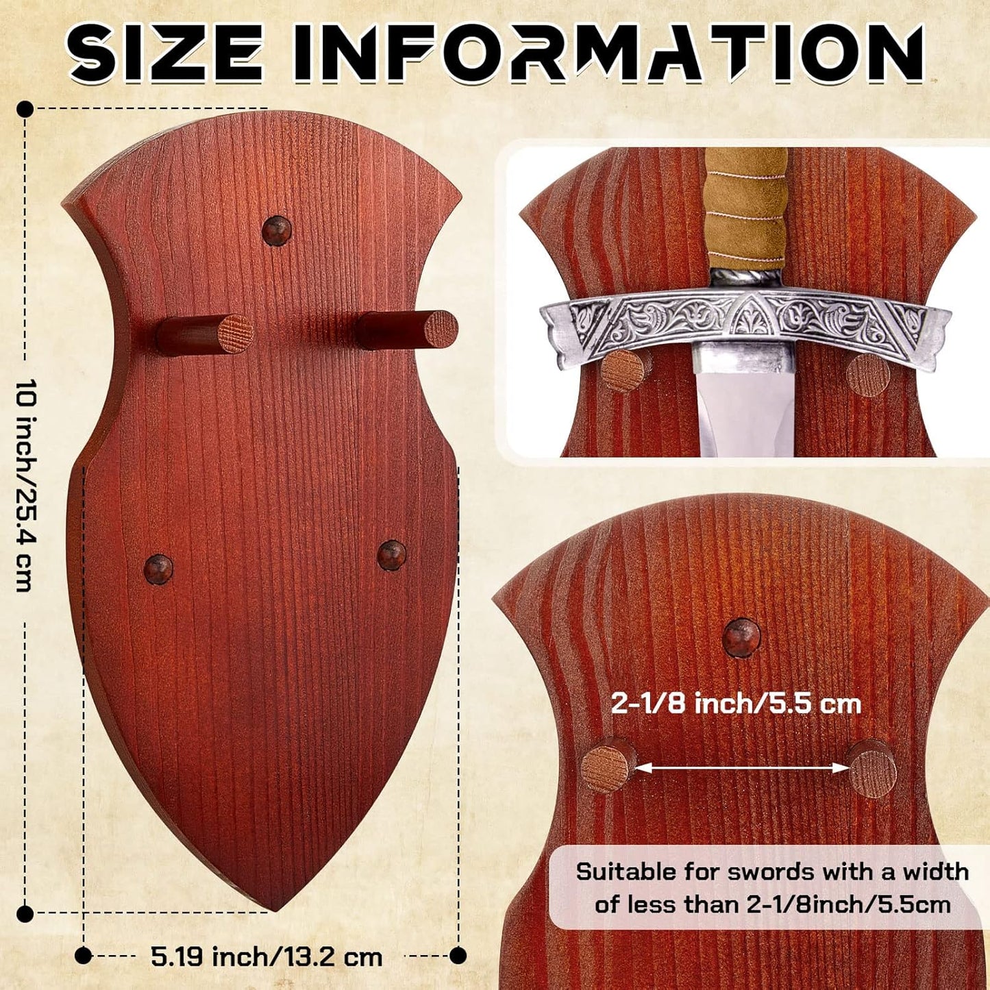 Wooden Sword Wall Mount Plaque Hanger for Katana Sword Display Stand Decorative Wall Decor for Display Plaque with Hardware(Black,Stylish)