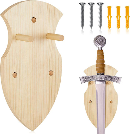 Wooden Sword Wall Mount Plaque Hanger for Katana Sword Display Stand Decorative Wall Decor for Display Plaque with Hardware(Black,Stylish)