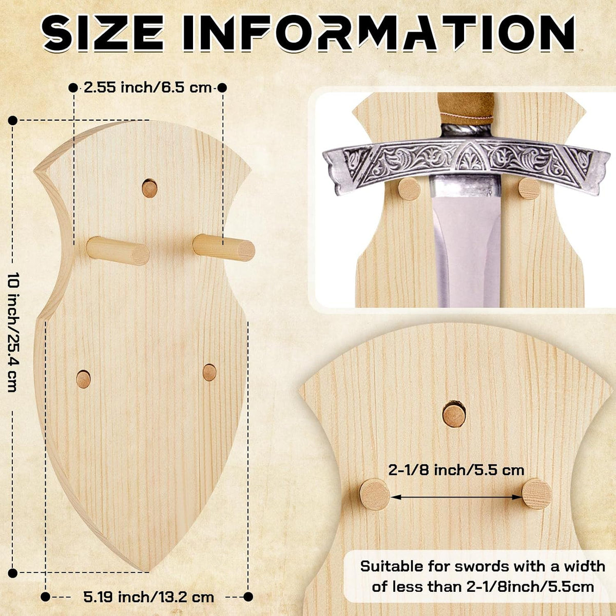 Wooden Sword Wall Mount Plaque Hanger for Katana Sword Display Stand Decorative Wall Decor for Display Plaque with Hardware(Black,Stylish)