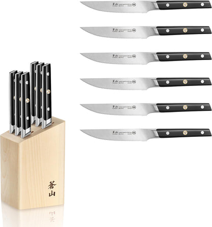 Cangshan TS Series 1022261 Swedish 14C28N Steel Forged 6-Piece Steak Knife Block Set, Walnut