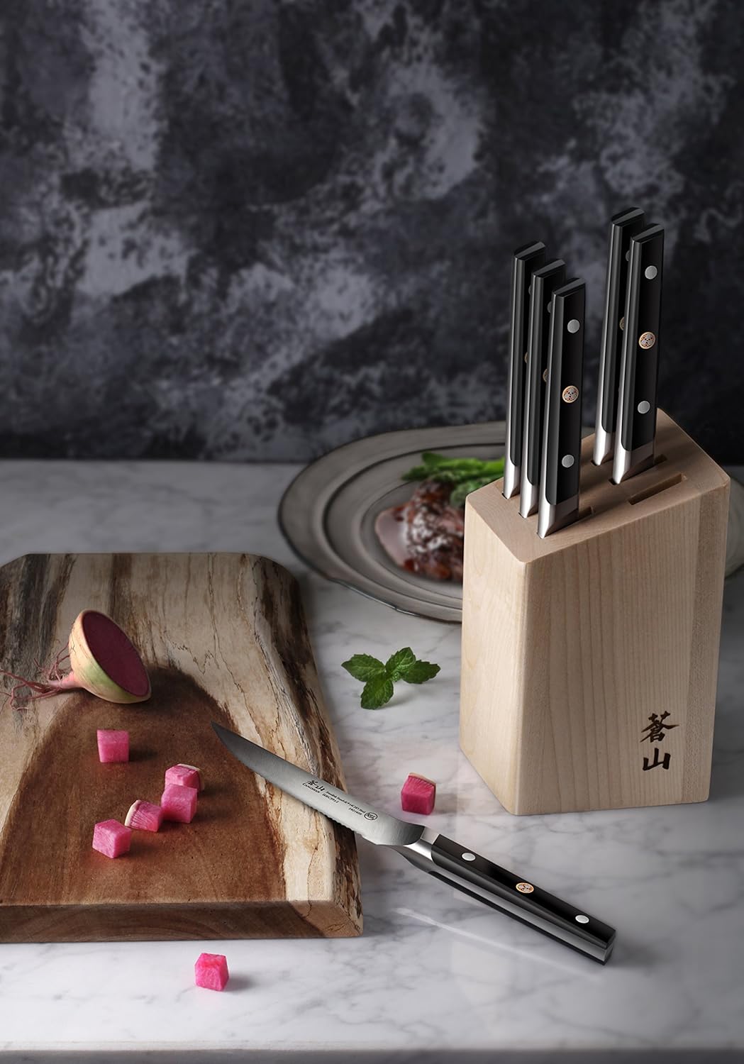 Cangshan TS Series 1022261 Swedish 14C28N Steel Forged 6-Piece Steak Knife Block Set, Walnut