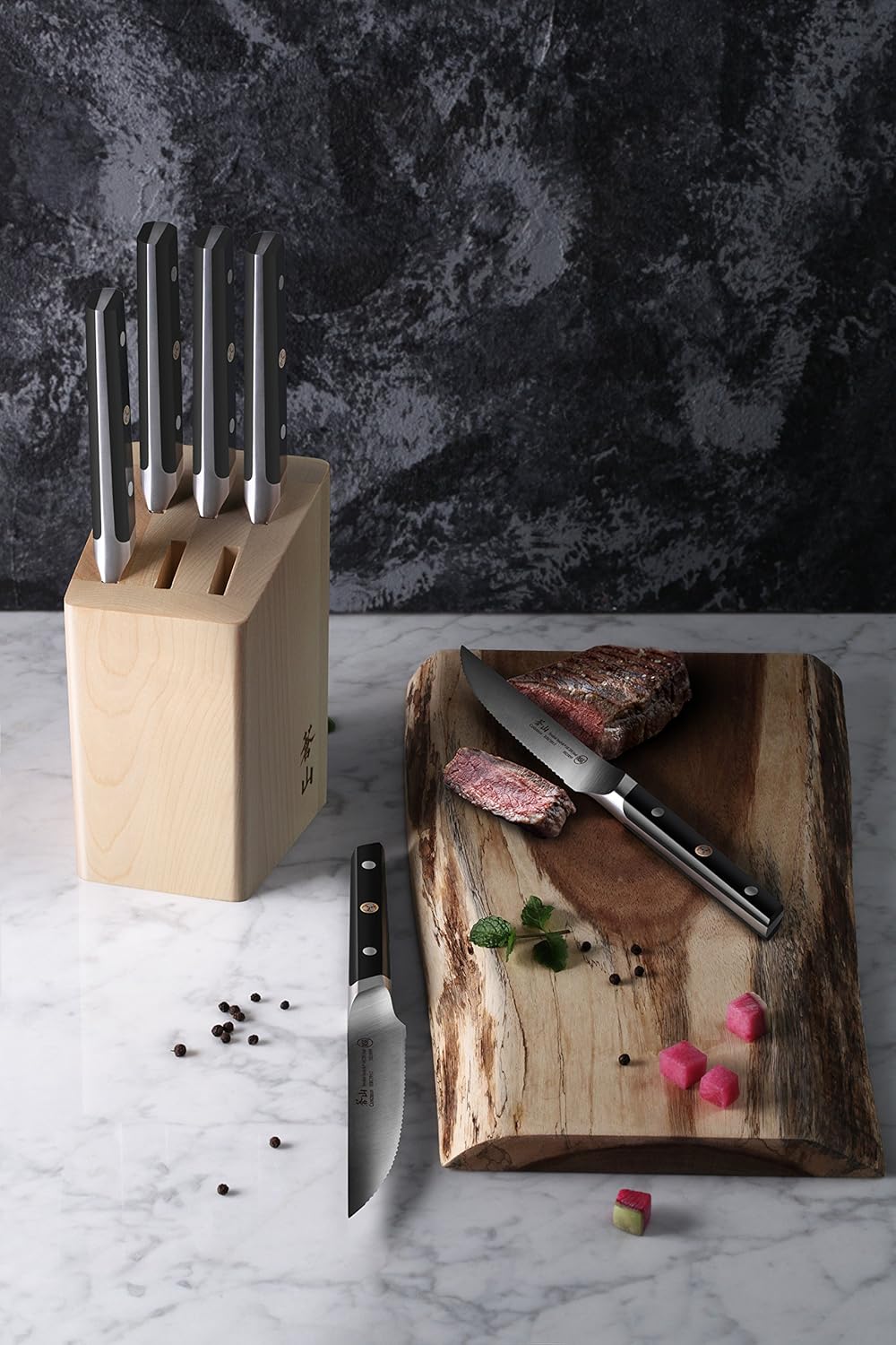 Cangshan TS Series 1022261 Swedish 14C28N Steel Forged 6-Piece Steak Knife Block Set, Walnut