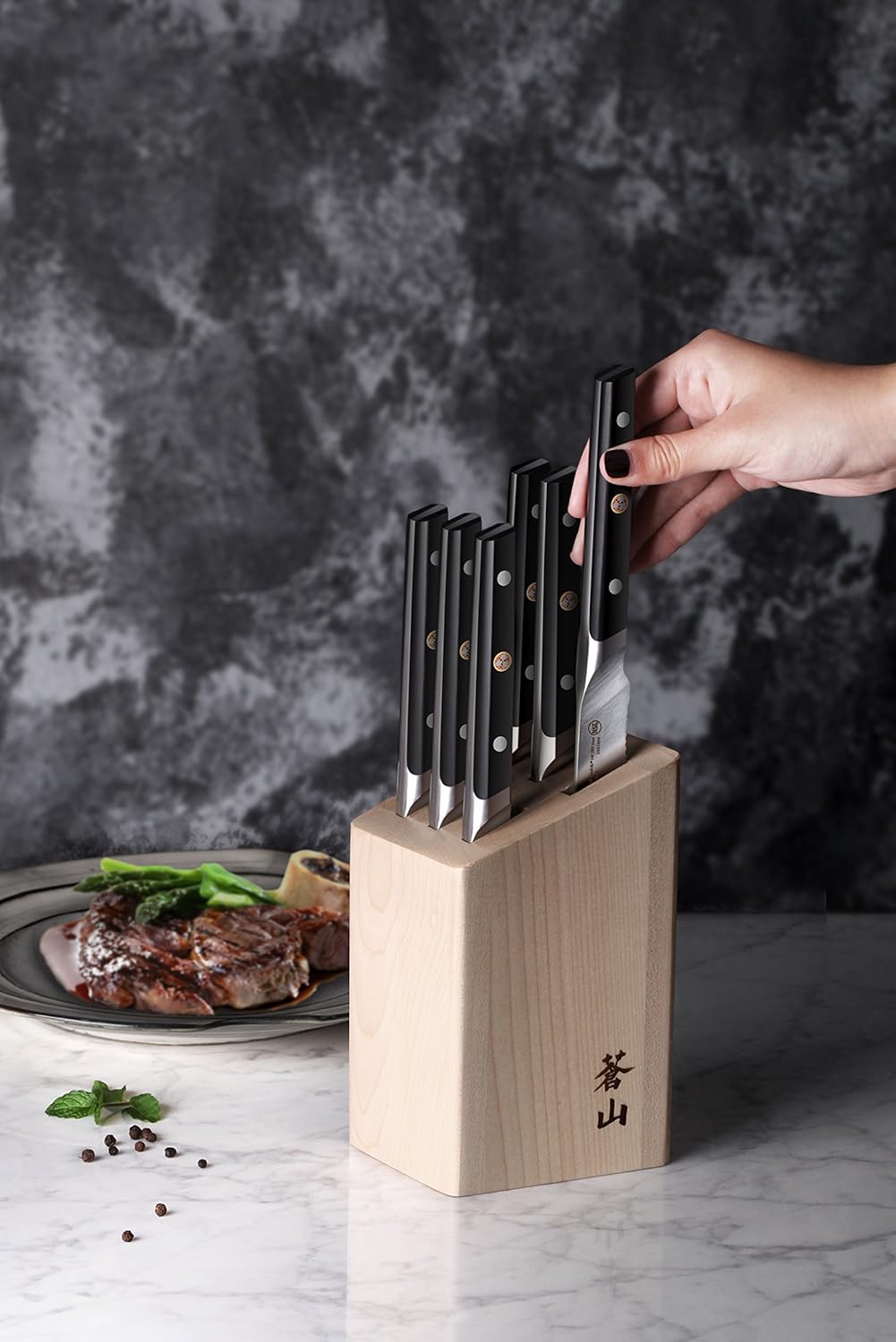 Cangshan TS Series 1022261 Swedish 14C28N Steel Forged 6-Piece Steak Knife Block Set, Walnut
