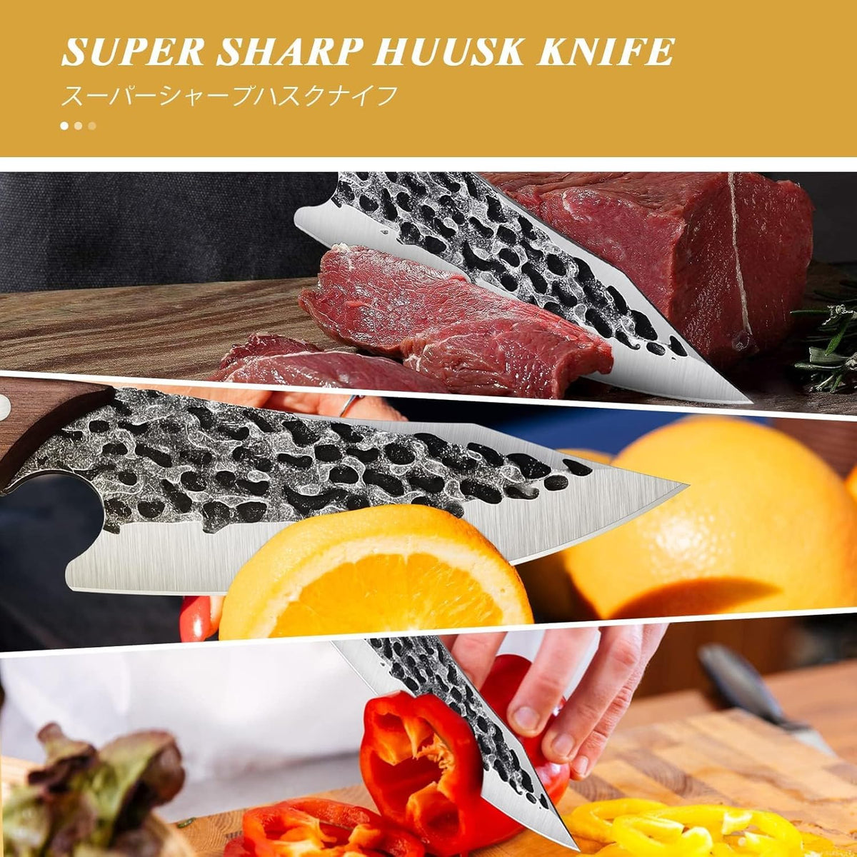 Huusk Japan 11.5 Inch Hand Forged Slicing Knife for Meats, Ribs, Roasts - Brisket Carving Knife for BBQ and Christmas Gifts | Hand Forged Slicing Knife for Meat Cutting, BBQ, Turkey, Ergonomic Handle, Ideal Grilling Gift for Men and Women