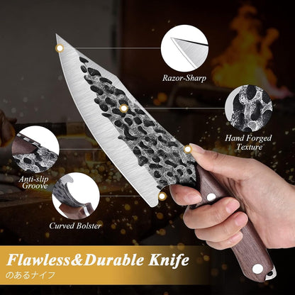 Huusk Japan 11.5 Inch Hand Forged Slicing Knife for Meats, Ribs, Roasts - Brisket Carving Knife for BBQ and Christmas Gifts | Hand Forged Slicing Knife for Meat Cutting, BBQ, Turkey, Ergonomic Handle, Ideal Grilling Gift for Men and Women