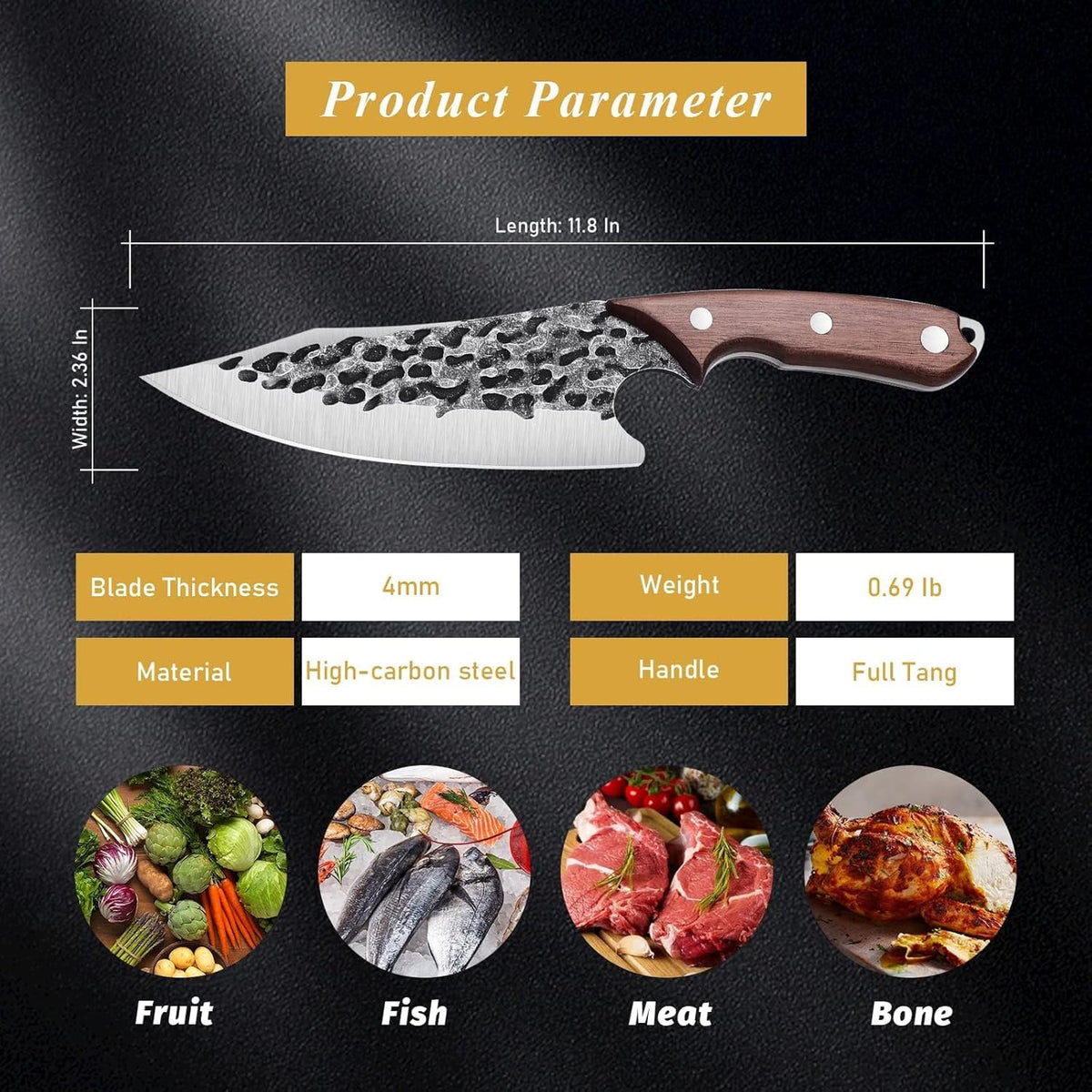 Huusk Japan 11.5 Inch Hand Forged Slicing Knife for Meats, Ribs, Roasts - Brisket Carving Knife for BBQ and Christmas Gifts | Hand Forged Slicing Knife for Meat Cutting, BBQ, Turkey, Ergonomic Handle, Ideal Grilling Gift for Men and Women