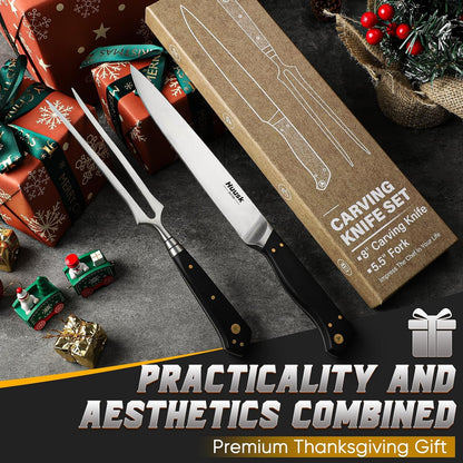 Huusk Japan 11.5 Inch Hand Forged Slicing Knife for Meats, Ribs, Roasts - Brisket Carving Knife for BBQ and Christmas Gifts | Hand Forged Slicing Knife for Meat Cutting, BBQ, Turkey, Ergonomic Handle, Ideal Grilling Gift for Men and Women