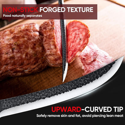 Huusk Japan 11.5 Inch Hand Forged Slicing Knife for Meats, Ribs, Roasts - Brisket Carving Knife for BBQ and Christmas Gifts | Hand Forged Slicing Knife for Meat Cutting, BBQ, Turkey, Ergonomic Handle, Ideal Grilling Gift for Men and Women