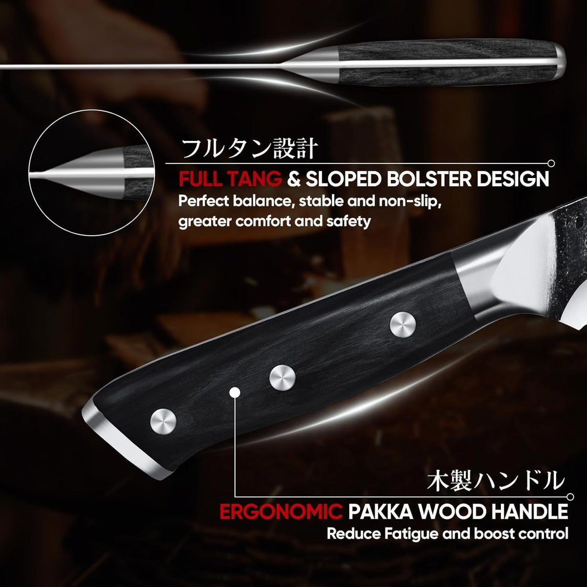 Huusk Japan 11.5 Inch Hand Forged Slicing Knife for Meats, Ribs, Roasts - Brisket Carving Knife for BBQ and Christmas Gifts | Hand Forged Slicing Knife for Meat Cutting, BBQ, Turkey, Ergonomic Handle, Ideal Grilling Gift for Men and Women