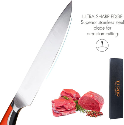 4-Piece Labeled Bamboo Cutting Board Set with Stainless Steel Carving Knife, Kitchen Prep Bundle for Meat, Vegetables & Fruits
