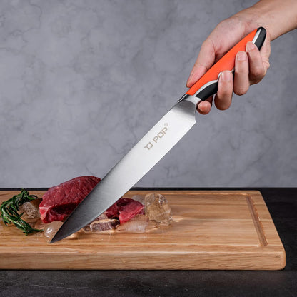 4-Piece Labeled Bamboo Cutting Board Set with Stainless Steel Carving Knife, Kitchen Prep Bundle for Meat, Vegetables & Fruits