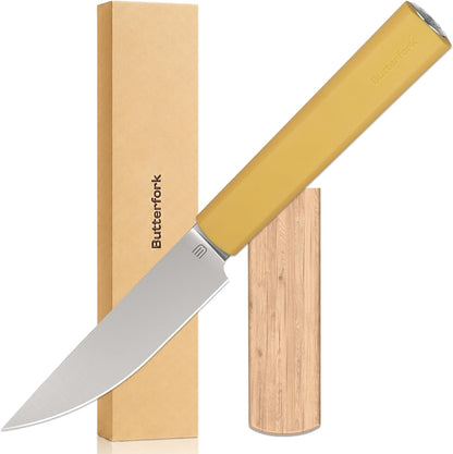 3.5 Inch Paring Knife, AR-RPM9 Steel Fruit Vegetable Knife with Ergonomic ABS Handle Oak Sheath, Ultra Sharp Kitchen Knife for Peeling Coring Cutting, Gift for Home Chefs