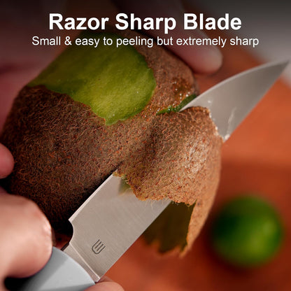 3.5 Inch Paring Knife, AR-RPM9 Steel Fruit Vegetable Knife with Ergonomic ABS Handle Oak Sheath, Ultra Sharp Kitchen Knife for Peeling Coring Cutting, Gift for Home Chefs