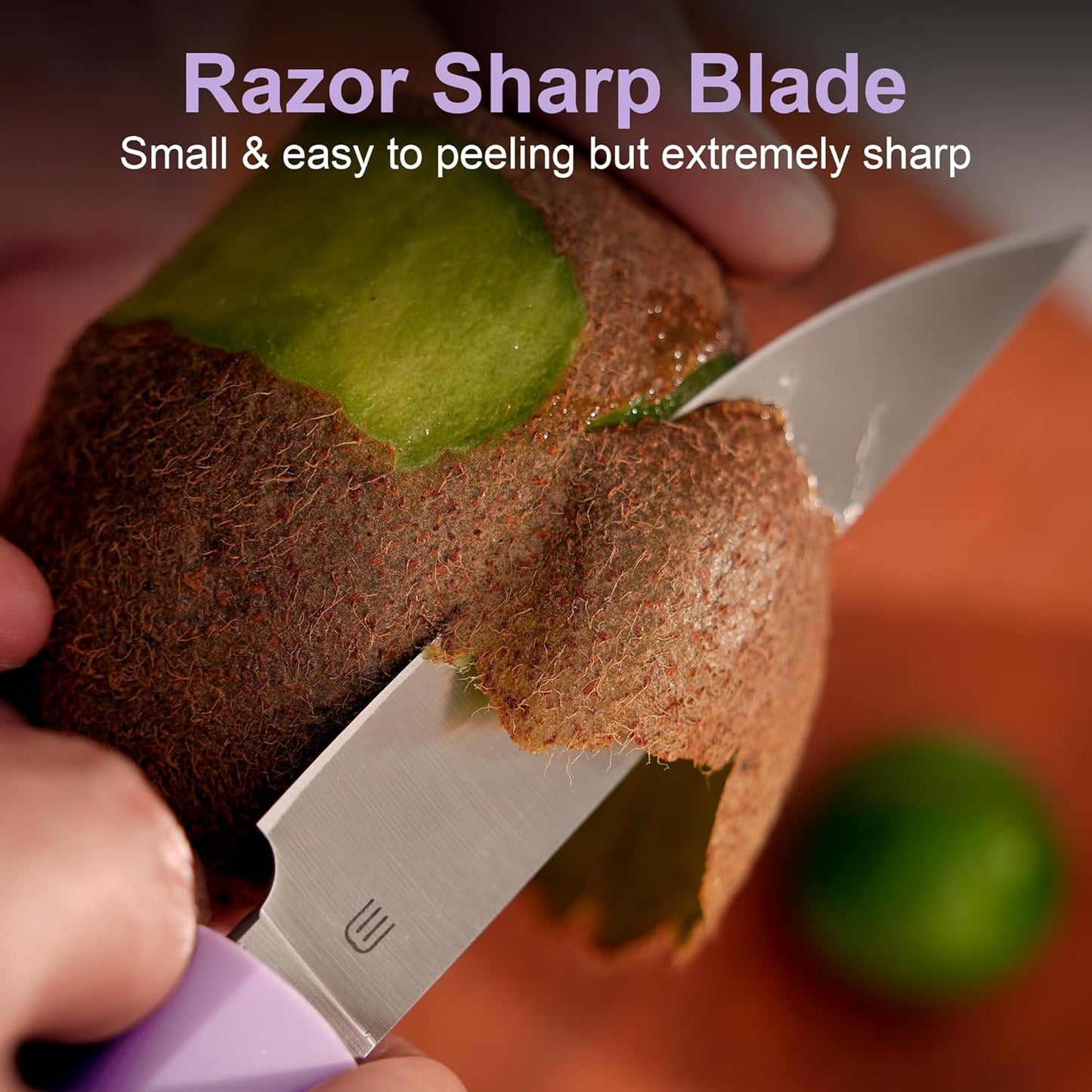 3.5 Inch Paring Knife, AR-RPM9 Steel Fruit Vegetable Knife with Ergonomic ABS Handle Oak Sheath, Ultra Sharp Kitchen Knife for Peeling Coring Cutting, Gift for Home Chefs