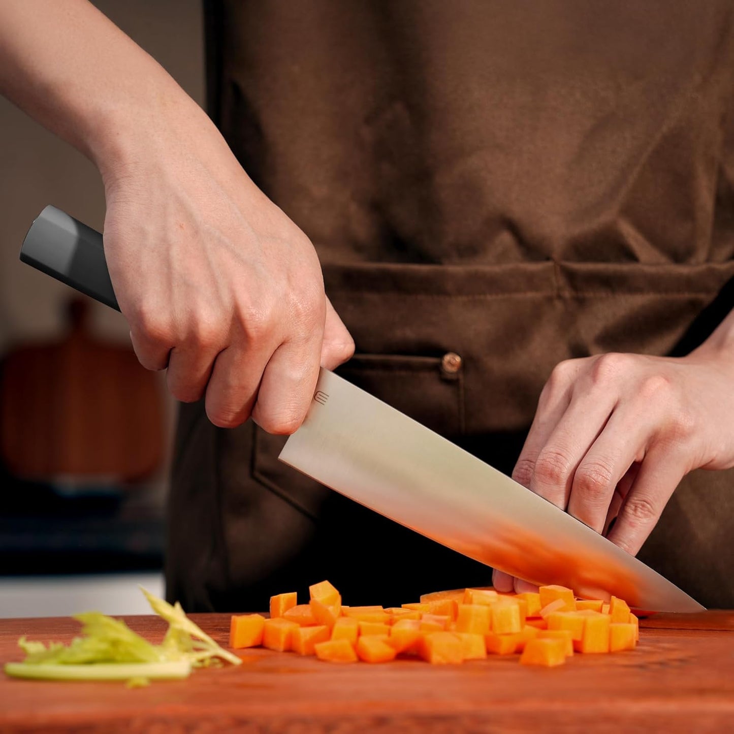 3.5 Inch Paring Knife, AR-RPM9 Steel Fruit Vegetable Knife with Ergonomic ABS Handle Oak Sheath, Ultra Sharp Kitchen Knife for Peeling Coring Cutting, Gift for Home Chefs