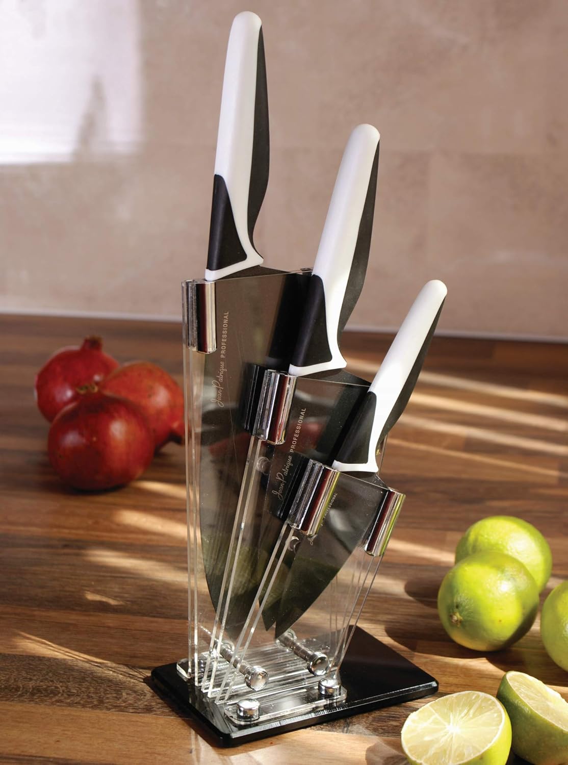 Perspex Universal Knife Block Without Knives for Signature 3-Piece Knife Set - Stylish & Protective - Kitchen Space Saver