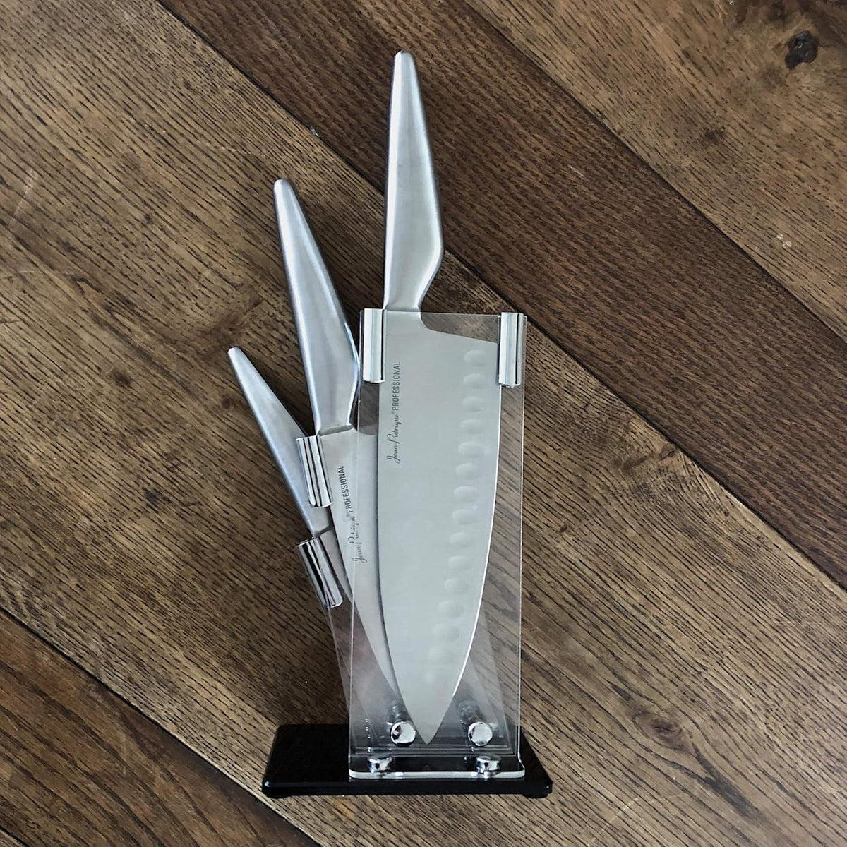 Perspex Universal Knife Block Without Knives for Signature 3-Piece Knife Set - Stylish & Protective - Kitchen Space Saver