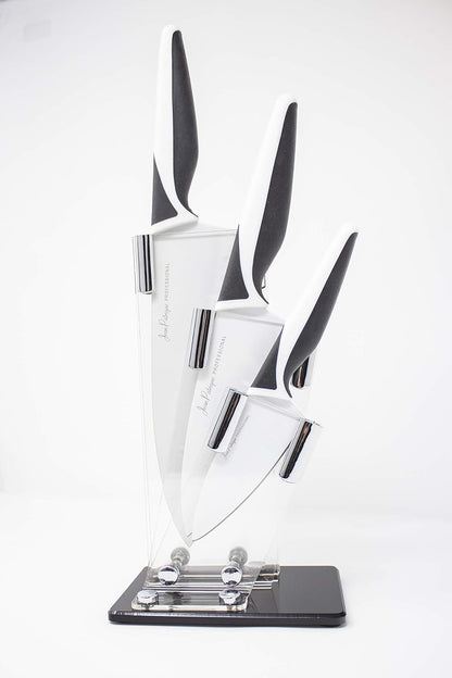 Perspex Universal Knife Block Without Knives for Signature 3-Piece Knife Set - Stylish & Protective - Kitchen Space Saver
