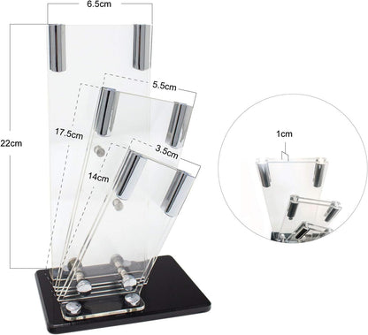 Perspex Universal Knife Block Without Knives for Signature 3-Piece Knife Set - Stylish & Protective - Kitchen Space Saver