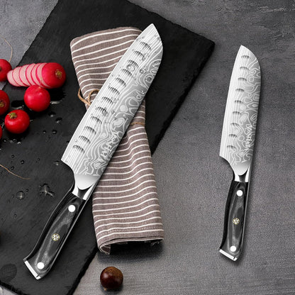 7" Santoku Knife with 5.5inch Santoku Knife, German High Carbon Stainless Steel EN.4116