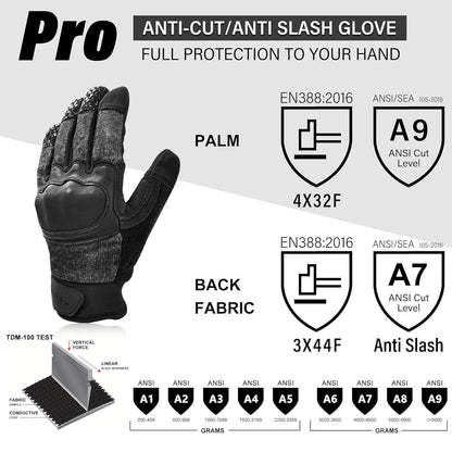 Level 5 Needle Resistant Gloves ANSI A9 Anti-Cut | Needle Puncture, Anti-Slash, Touchscreen, Cut Resistant
