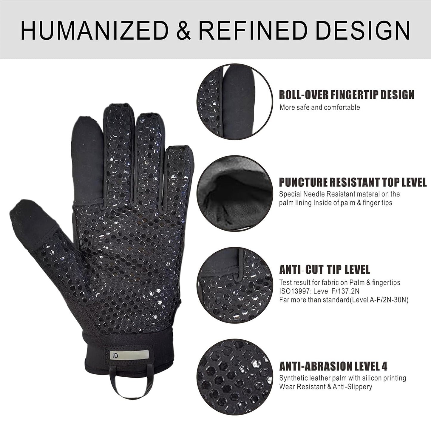 Level 5 Needle Resistant Gloves ANSI A9 Anti-Cut | Needle Puncture, Anti-Slash, Touchscreen, Cut Resistant