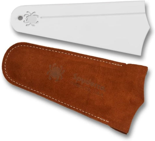 Golden Stone Sharpener, Fine Grit | Alumina Ceramic, Duckfoot Shape, Versatile Sharpening Device, Includes Suede Case, Easy Sharpening for Edges