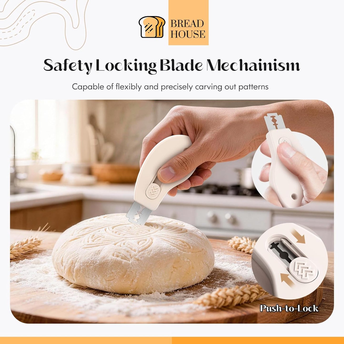 Bread Lame Sourdough Scoring Tool, Extractable & Magnetic Bread Scoring Tool, Bread Scoring Knife for Sourdough Bread Baking, Bread Scorer Tool with 5 Replaceable Razor Blades