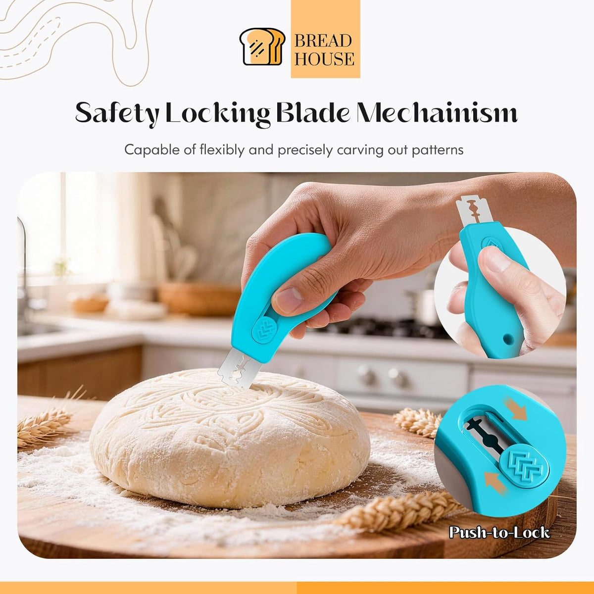 Bread Lame Sourdough Scoring Tool, Extractable & Magnetic Bread Scoring Tool, Bread Scoring Knife for Sourdough Bread Baking, Bread Scorer Tool with 5 Replaceable Razor Blades