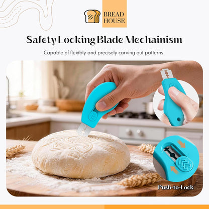 Bread Lame Sourdough Scoring Tool, Extractable & Magnetic Bread Scoring Tool, Bread Scoring Knife for Sourdough Bread Baking, Bread Scorer Tool with 5 Replaceable Razor Blades